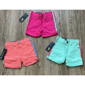 U.S. Polo Toddler Girls Set of 3 Bermuda Shorts Pink Coral Green 4T